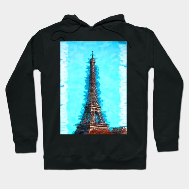 Eiffel Tower Paris Clear Blue Sky. For Eiffel Tower & Paris Lovers. Hoodie by ColortrixArt